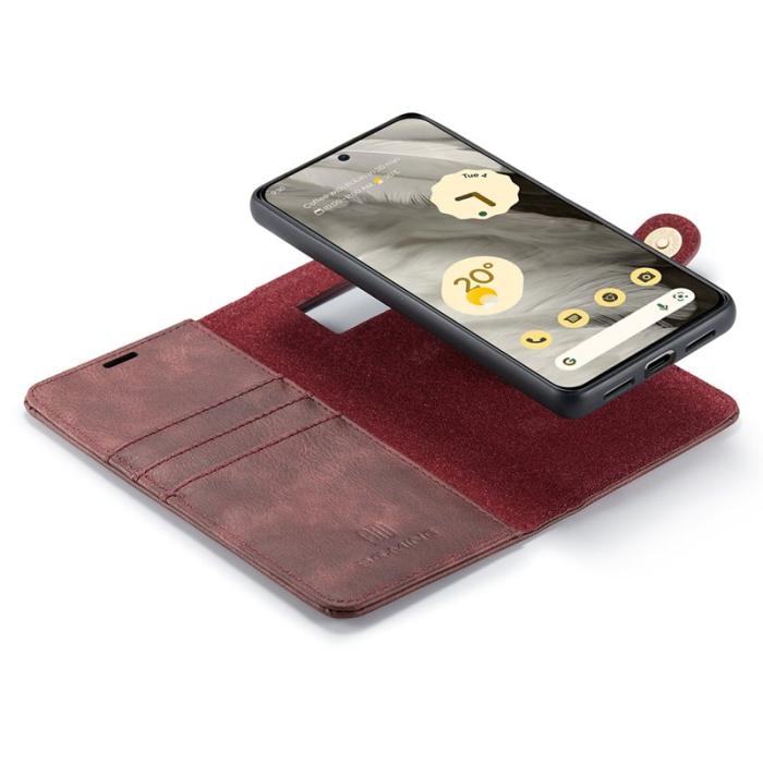 DG.MING - DG.MING Google Pixel 8 Äkta Läder Plånboksfodral Detachable Magnet Röd