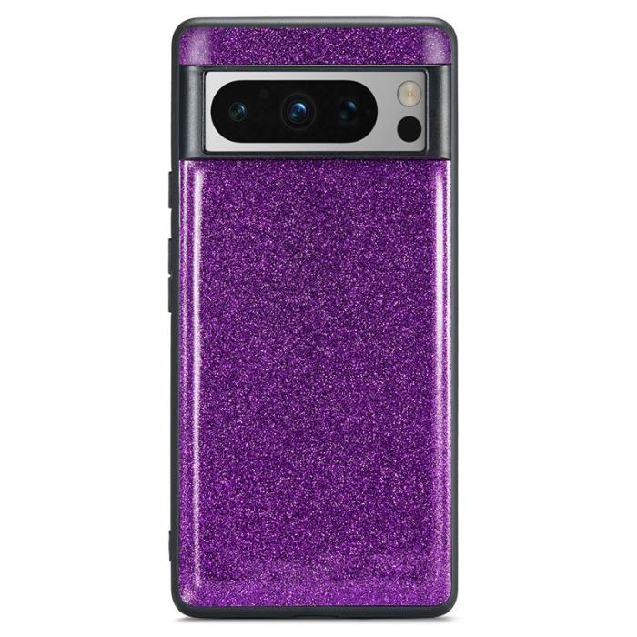 DG.MING - DG.MING Google Pixel 8 Pro Skal Glitter PU Läder - Lila
