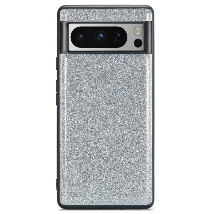 DG.MING - DG.MING Google Pixel 8 Pro Skal Glitter PU Läder Silver