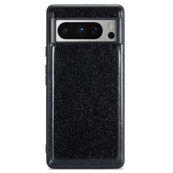DG.MING - DG.MING Google Pixel 8 Pro Skal Glitter PU Läder Svart