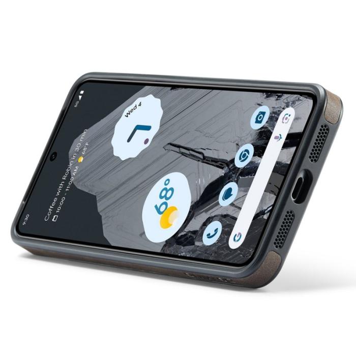 DG.MING - DG.MING Google Pixel 8 Pro Skal PU Läder Stöttålig - Kaffe