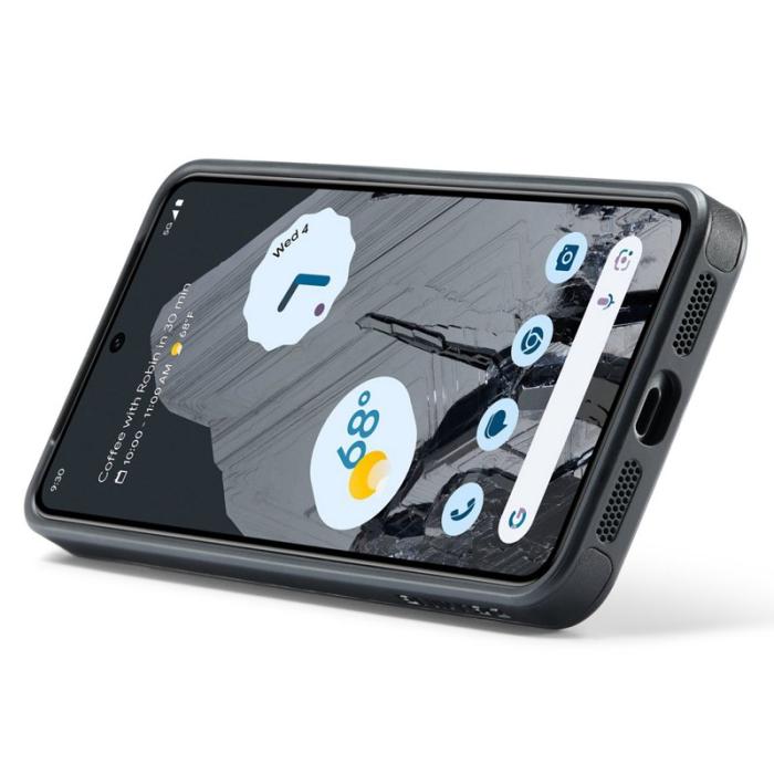 DG.MING - DG.MING Google Pixel 8 Pro Skal PU Läder Stöttålig Svart