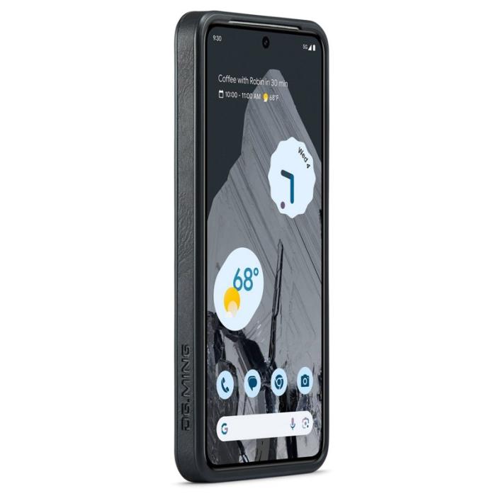 DG.MING - DG.MING Google Pixel 8 Pro Skal PU Läder Stöttålig Svart