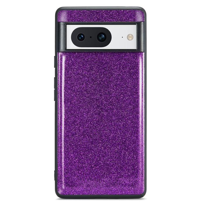 DG.MING - DG.MING Google Pixel 8 Skal Glitter PU Läder + PC + TPU - Lila