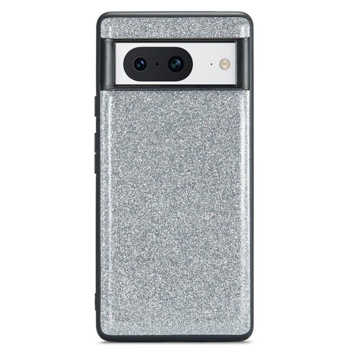 DG.MING - DG.MING Google Pixel 8 Skal Glitter PU Läder+PC+TPU Silver