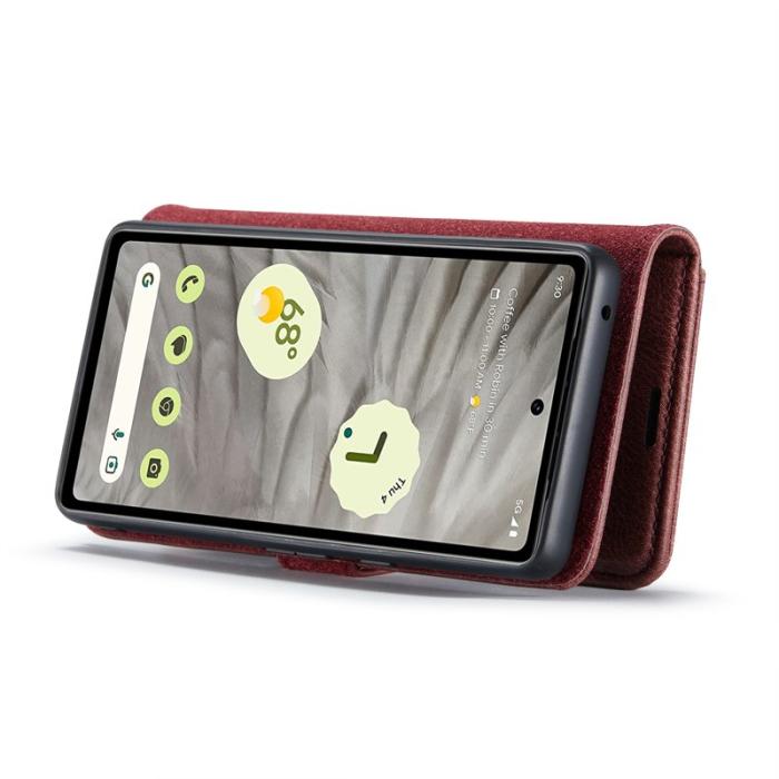 DG.MING - DG.MING Google Pixel 8a Fodral 2 i 1 Delbart Läder Röd