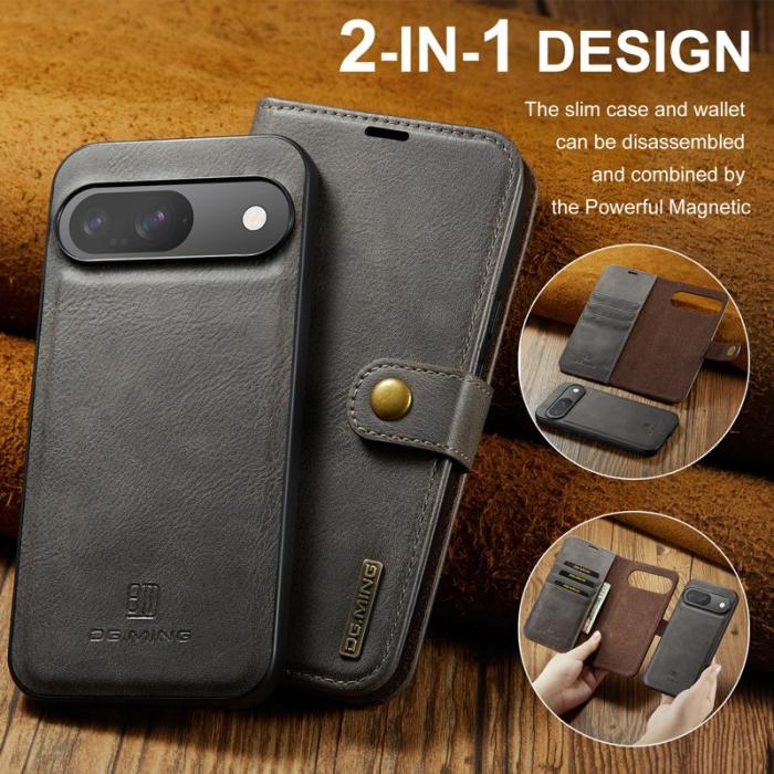 DG.MING - DG.MING Google Pixel 9/9 Pro Skal Avtagbart Läder - Grå