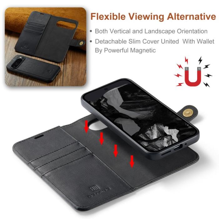 DG.MING - DG.MING Google Pixel 9 Pro XL Skal Avtagbart Läder Svart