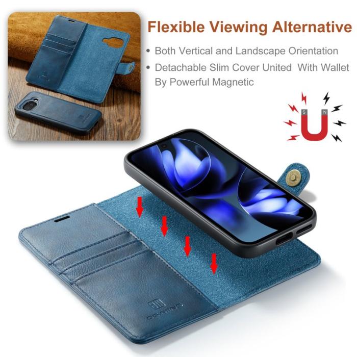 DG.MING - DG.MING Google Pixel 9a Skal Avtagbart Läderfodral - Blå