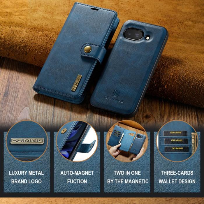 DG.MING - DG.MING Google Pixel 9a Skal Avtagbart Läderfodral - Blå