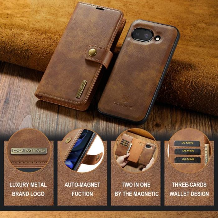 DG.MING - DG.MING Google Pixel 9a Skal Avtagbart Läderfodral - Brun