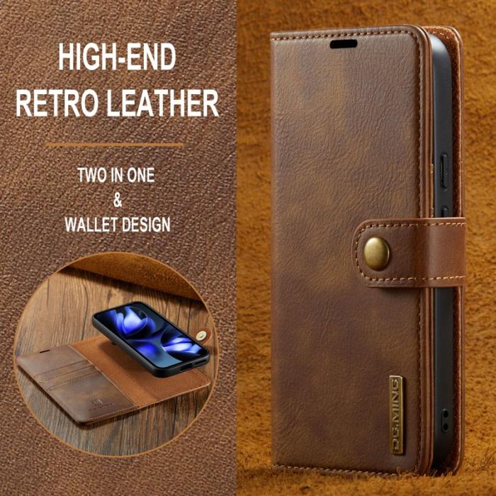 DG.MING - DG.MING Google Pixel 9a Skal Avtagbart Läderfodral - Brun