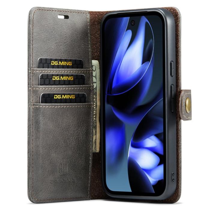 DG.MING - DG.MING Google Pixel 9a Skal Avtagbart Läderfodral - Grå