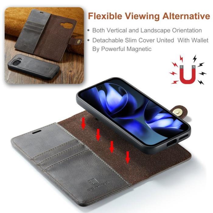 DG.MING - DG.MING Google Pixel 9a Skal Avtagbart Läderfodral - Grå