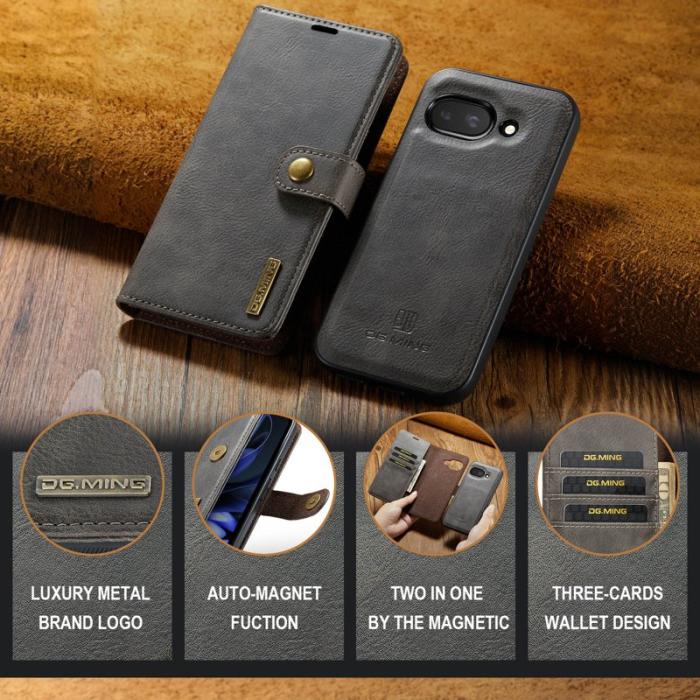 DG.MING - DG.MING Google Pixel 9a Skal Avtagbart Läderfodral - Grå