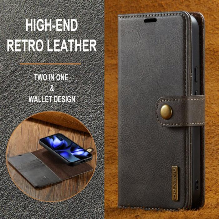 DG.MING - DG.MING Google Pixel 9a Skal Avtagbart Läderfodral - Grå