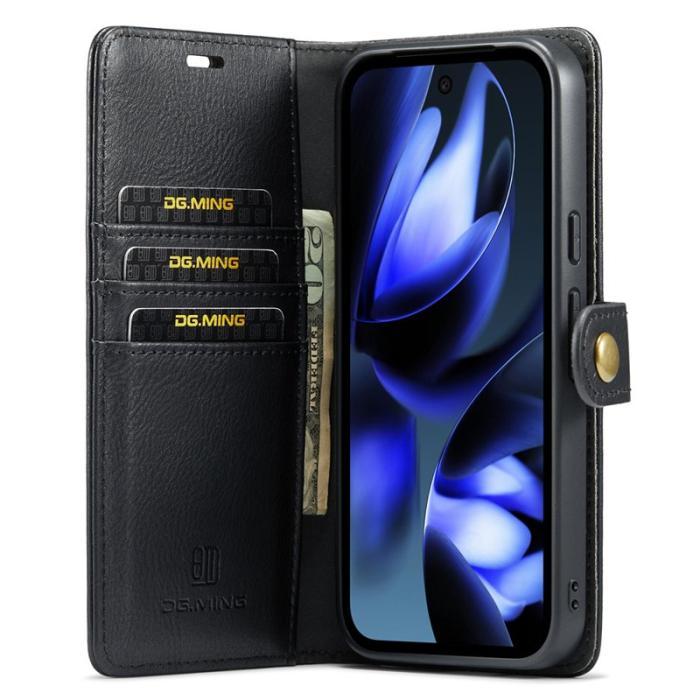 DG.MING - DG.MING Google Pixel 9a Skal Avtagbart Läderfodral - Svart