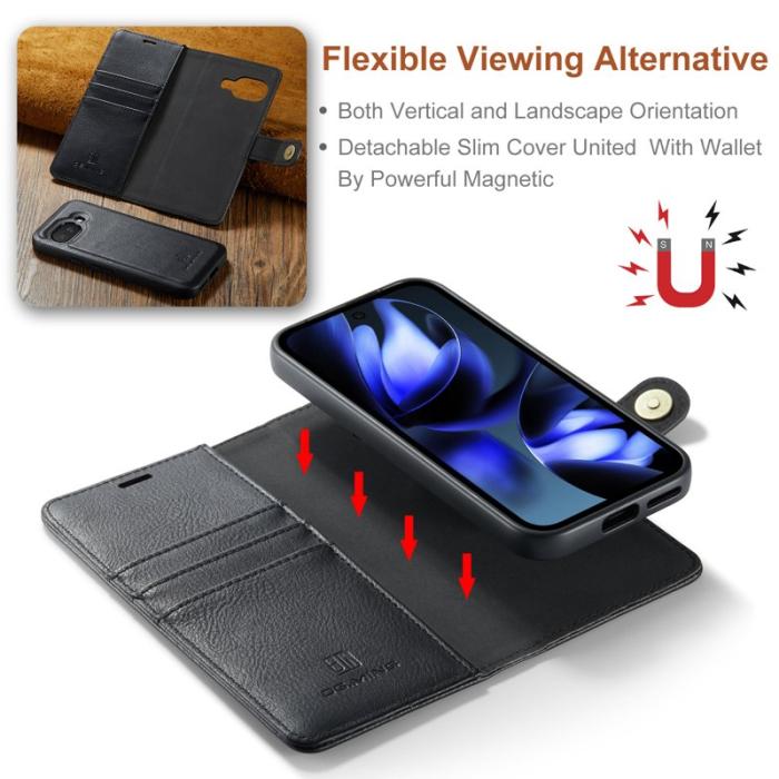 DG.MING - DG.MING Google Pixel 9a Skal Avtagbart Läderfodral - Svart