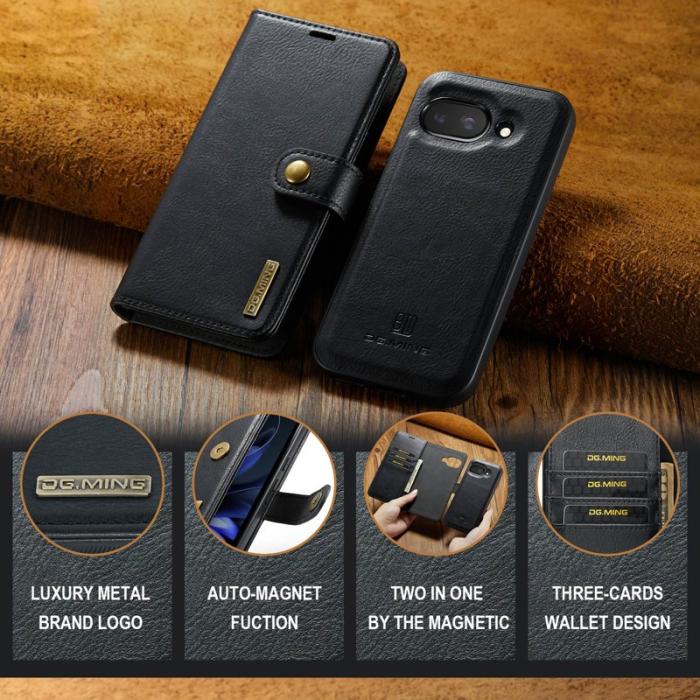 DG.MING - DG.MING Google Pixel 9a Skal Avtagbart Läderfodral - Svart