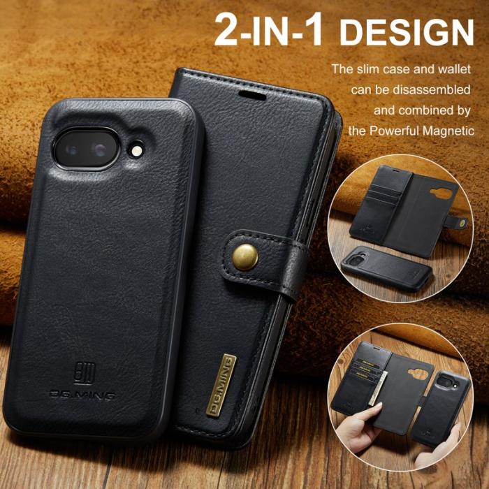 DG.MING - DG.MING Google Pixel 9a Skal Avtagbart Läderfodral - Svart