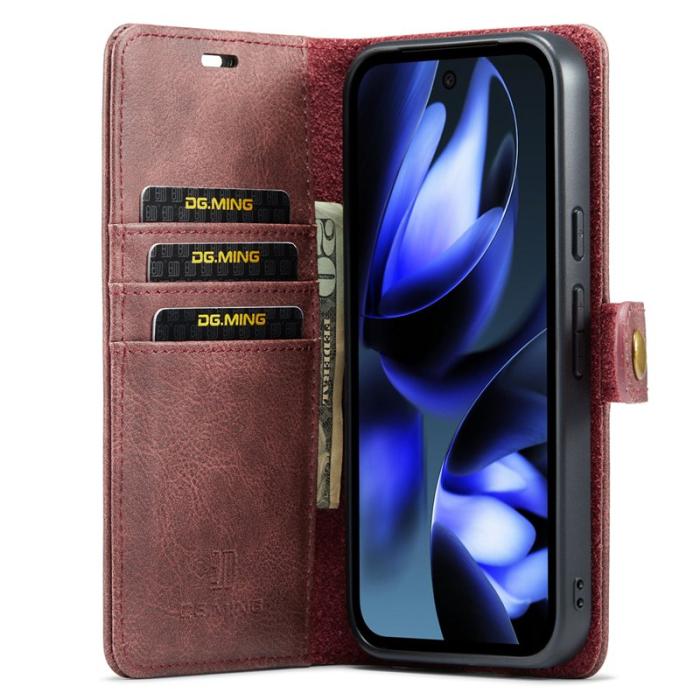 DG.MING - DG.MING Google Pixel 9a Skal Delbart Läderfodral - Röd