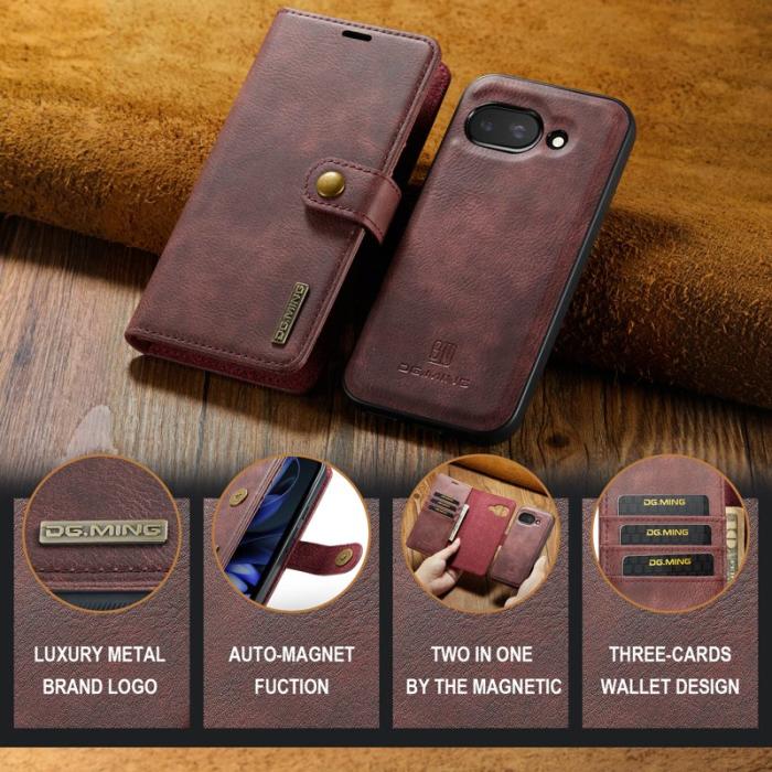 DG.MING - DG.MING Google Pixel 9a Skal Delbart Läderfodral - Röd