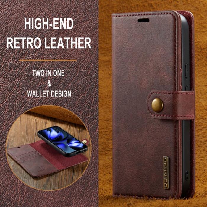 DG.MING - DG.MING Google Pixel 9a Skal Delbart Läderfodral - Röd