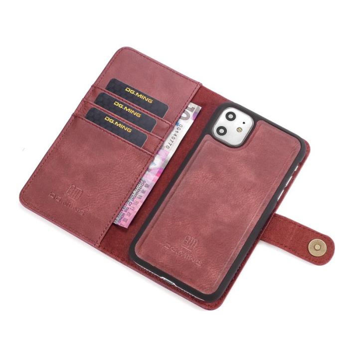 DG.MING - DG.MING iPhone 11 Fodral Flip Wallet Wine Red