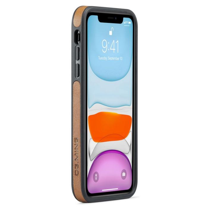 DG.MING - DG.MING iPhone 11 Skal PU Läder Coated PC+TPU - Brun