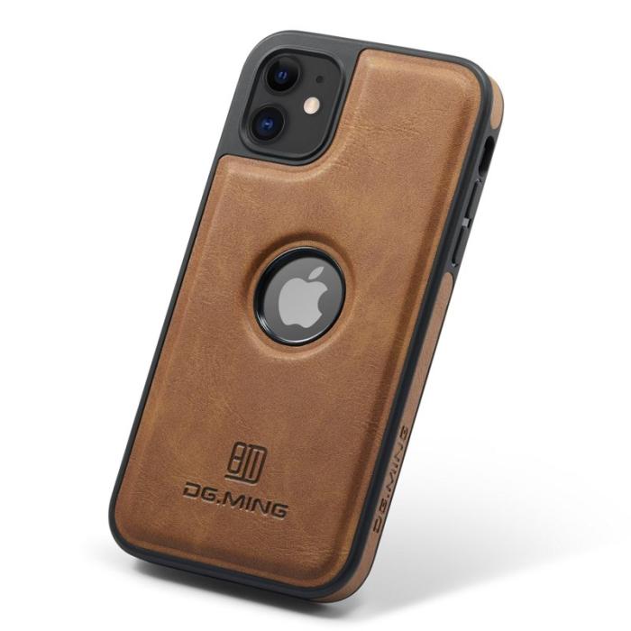 DG.MING - DG.MING iPhone 11 Skal PU Läder Coated PC+TPU - Brun