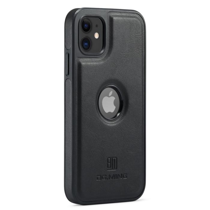 DG.MING - DG.MING iPhone 11 Skal PU Läder Coated PC+TPU Hybrid Svart