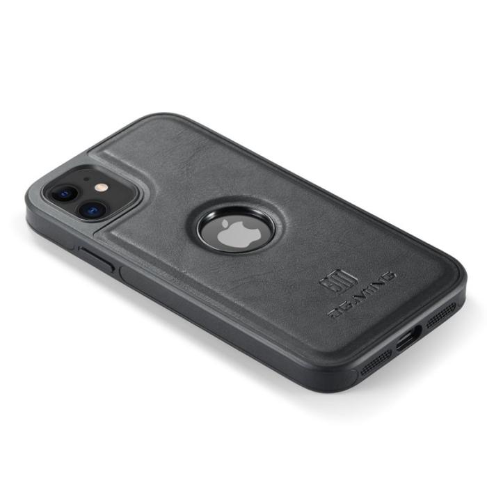 DG.MING - DG.MING iPhone 11 Skal PU Läder Coated PC+TPU Hybrid Svart