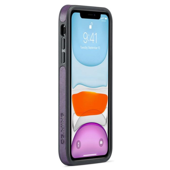 DG.MING - DG.MING iPhone 11 Skal PU Läder Coated PC+TPU - Lila