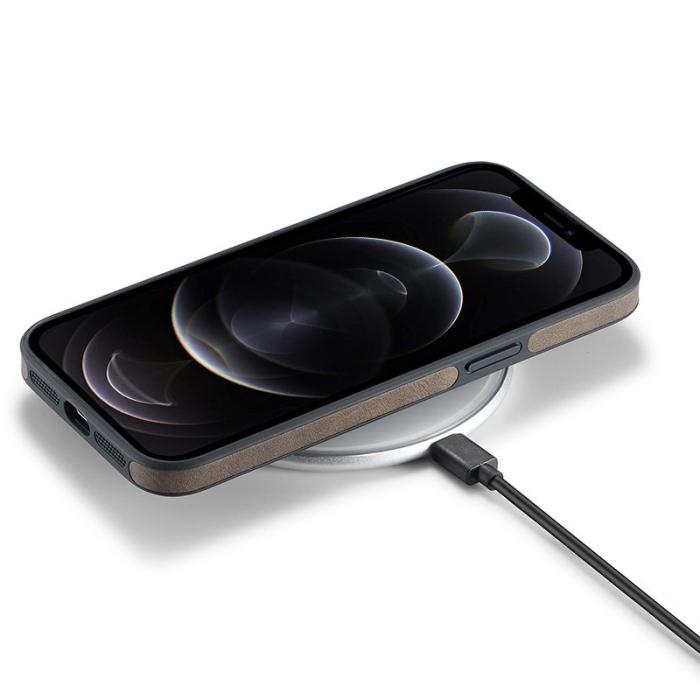 DG.MING - DG.MING iPhone 12 / 12 Pro Skal Logo View PU Läder - Kaffe