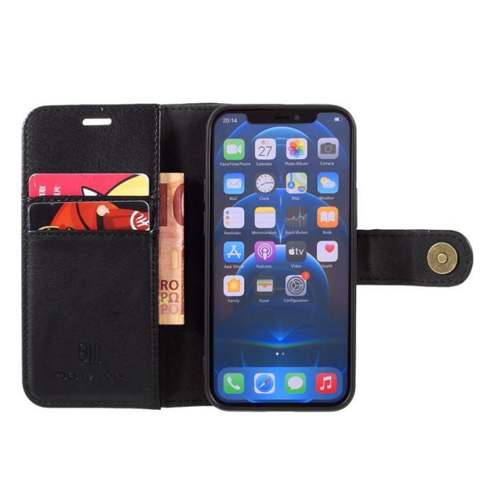 DG.MING - DG.MING iPhone 12 mini Fodral 2 i 1 Läder Stöttålig Svart