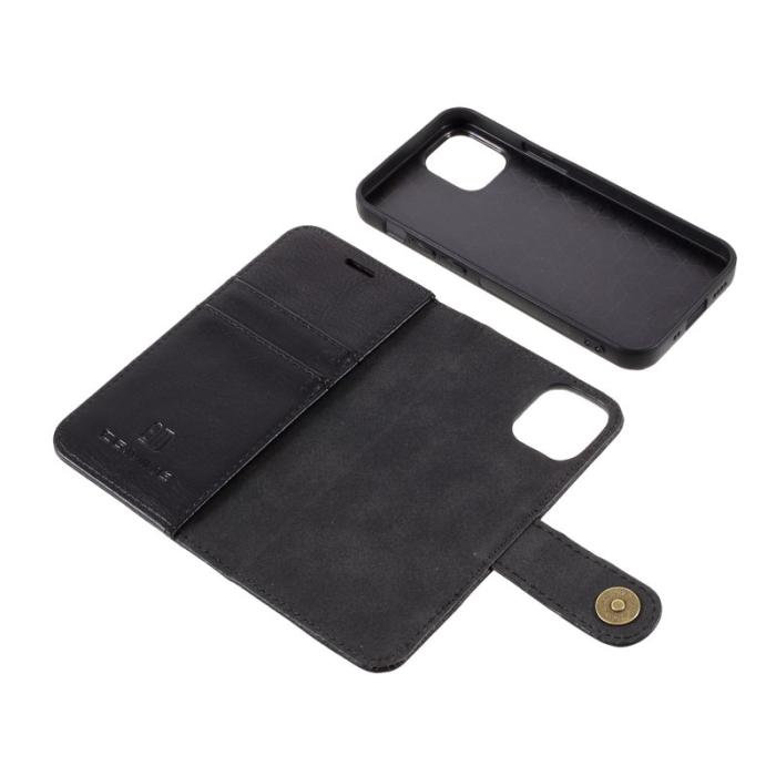 DG.MING - DG.MING iPhone 12 mini Fodral 2 i 1 Läder Stöttålig Svart