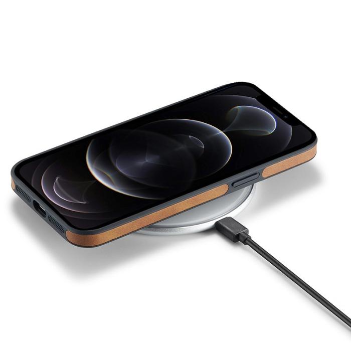 DG.MING - DG.MING iPhone 12 Pro Max Skal Logo View PU Läder Brun