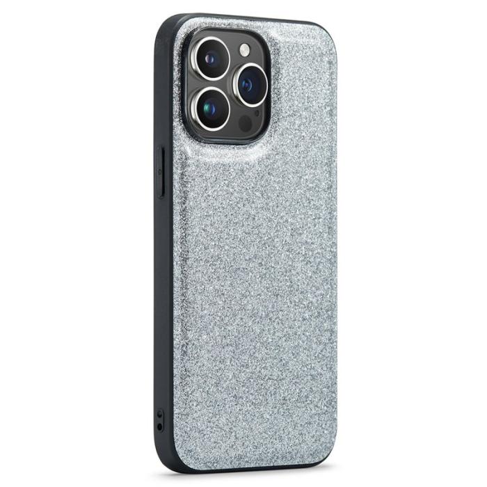 DG.MING - DG.MING iPhone 12 Pro Skal PU Läder Glitter Silver