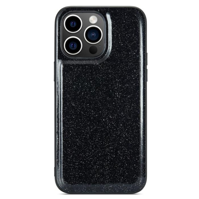 DG.MING - DG.MING iPhone 12 Pro Skal PU Läder Glitter Svart