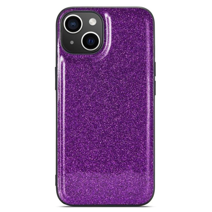 DG.MING - DG.MING iPhone 13 Skal Glitter PU Läder + PC + TPU Lila