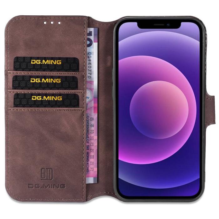 DG.MING - DG.MING iPhone 14 Fodral Retro Stil Magnetisk Stängning Kaffe