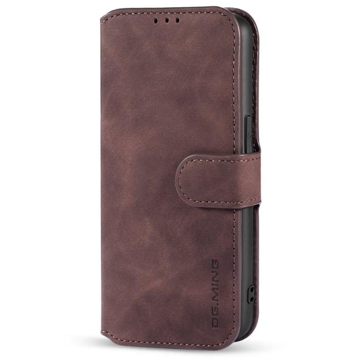 DG.MING - DG.MING iPhone 14 Fodral Retro Stil Magnetisk Stängning Kaffe