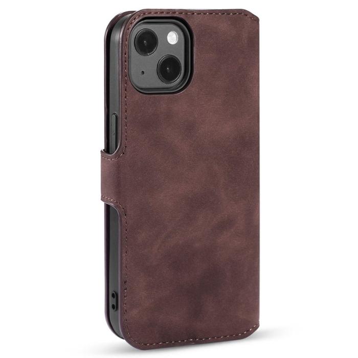 DG.MING - DG.MING iPhone 14 Fodral Retro Stil Magnetisk Stängning Kaffe