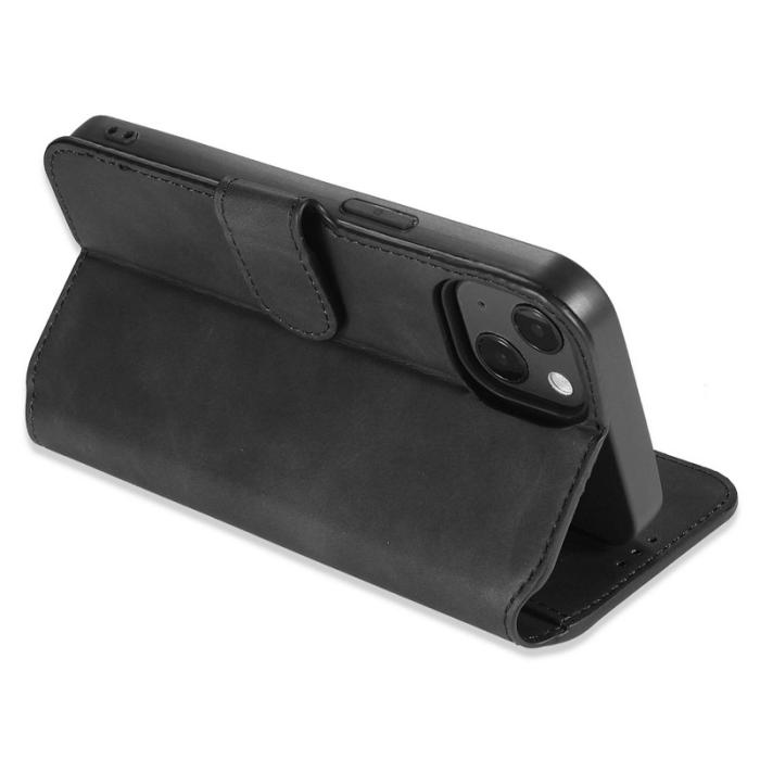 DG.MING - DG.MING iPhone 14 Fodral Retro Stil Magnetisk Stängning Svart