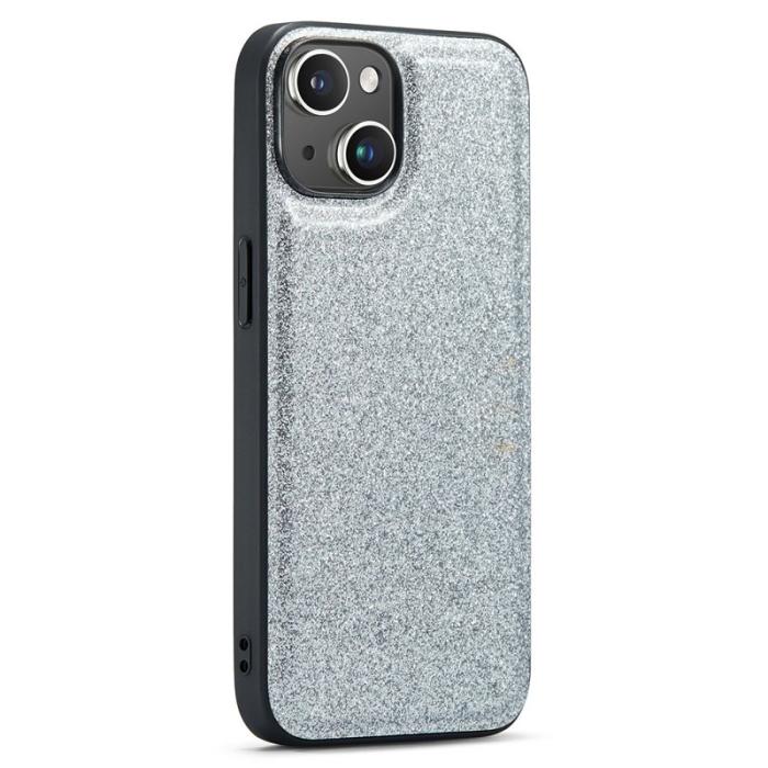 DG.MING - DG.MING iPhone 14 Plus Skal Glitter Läder+PC+TPU Silver