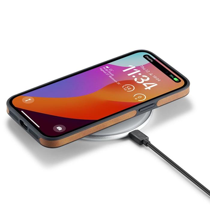 DG.MING - DG.MING iPhone 14 Pro Fodral PU Läder Coated PC+TPU Brun