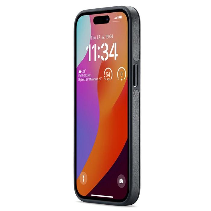 DG.MING - DG.MING iPhone 14 Pro Fodral PU Läder Coated PC+TPU Svart