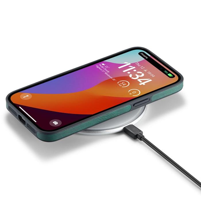 DG.MING - DG.MING iPhone 14 Pro Fodral PU Läder Grön