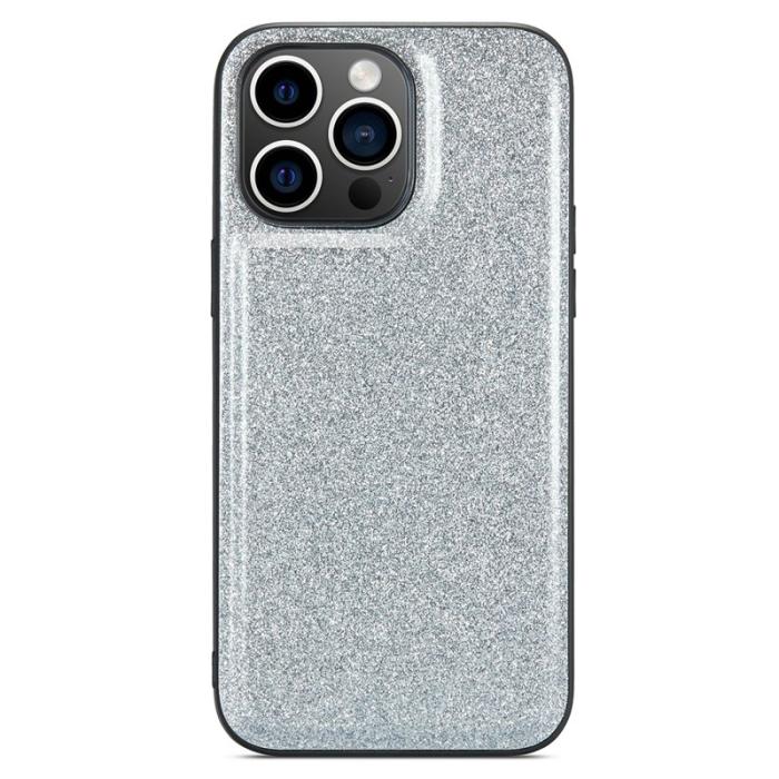 DG.MING - DG.MING iPhone 14 Pro Max Skal Glitter Silver PU Läder+PC+TPU