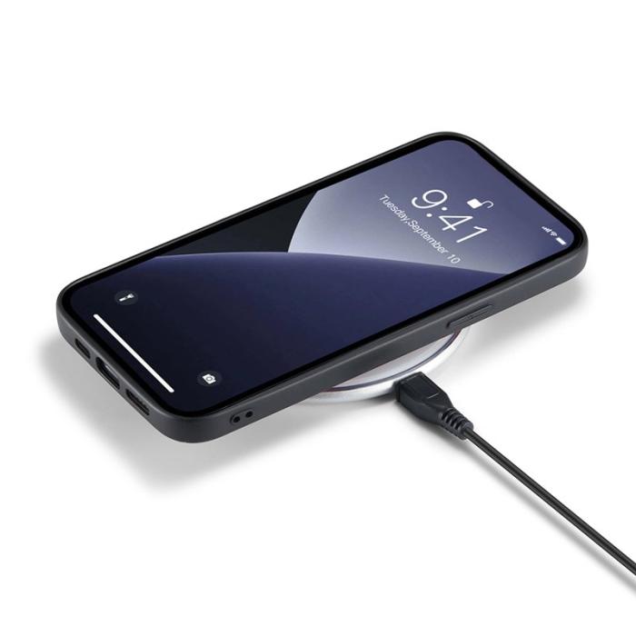 DG.MING - DG.MING iPhone 14 Skal Stöttåligt Glitter PU Läder Silver